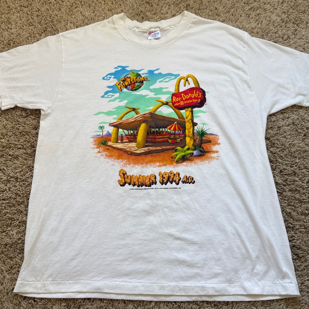Vintage 1994 The Flintstones Roc Donalds Movie Promo T-Shirt XL Single Stitch